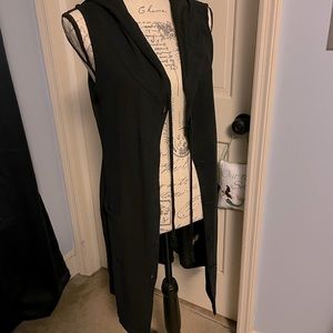 Long hooded open vest duster